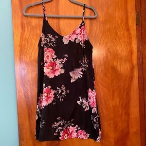 Black Flower Slip Mini Dress